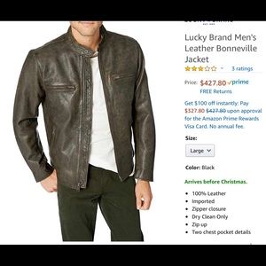 Lucky Brand men’s leather bomber jacket